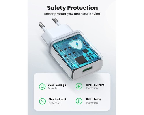 Зарядний пристрій Ugreen CD122 18W USB QC 3.0 Charger (White) (10133)
