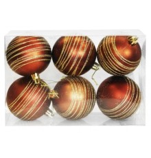 Ялинкова іграшка Jumi 6 шт (7 см) з візерунком, коричн (5900410550223)