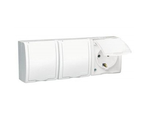 Розетка Simon Aquarius 3x IP54 Schuko з білою кришкою (AQGSz1-3/11)