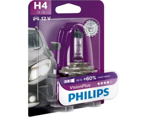 Автолампа Philips 12342VPB1 H4 Vision Plus 12V 60/55W (3228)