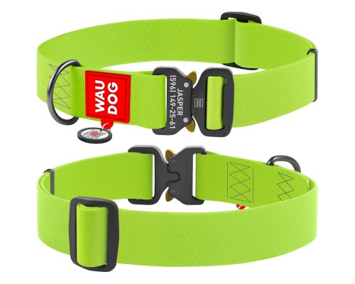 Нашийник для тварин WAUDOG Waterproof з QR паспортом XXL Ш 40 мм Д 43-70 см(салатовий) (28015)