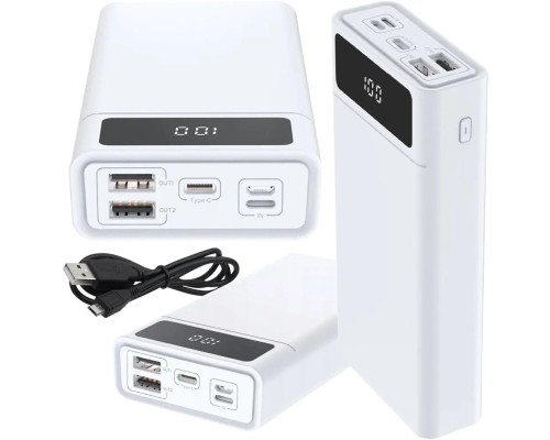 Батарея універсальна Blow 40000mAh, PD/20W, QC/3.0, inp:Micro-USB/USB-C, out:USB-A*2/USB-C, white (PB40AW) 