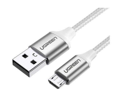 Дата кабель USB 2.0 AM to Micro 5P 2.0m US290 3A 18W Nickel Plating White Ugreen (60153)