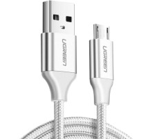 Дата кабель USB 2.0 AM to Micro 5P 2.0m US290 3A 18W Nickel Plating White Ugreen (60153)