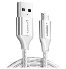 Дата кабель USB 2.0 AM to Micro 5P 2.0m US290 3A 18W Nickel Plating White Ugreen (60153)