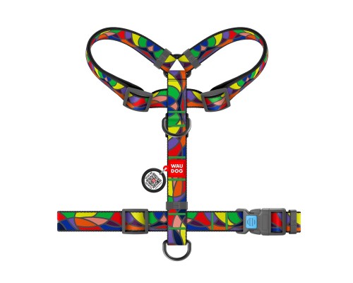 Шлея для собак WAUDOG Nylon з QR паспортом анатомічна H-подібна 
