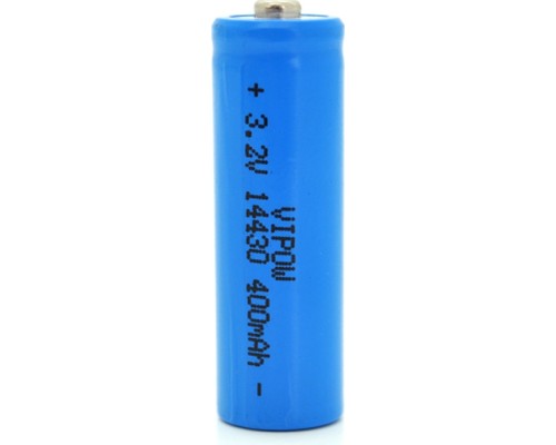 Акумулятор 14430 LiFePO4 (size 3/4AA), 400mAh, 3.2V, TipTop, blue Vipow (IFR14430-400mAhTT / 25540) 