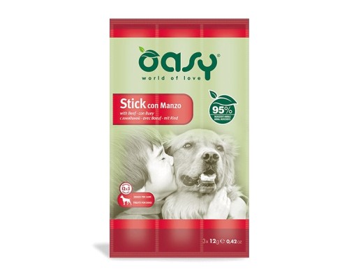 Ласощі для собак OASY Stick м'ясні палички з яловичиною 36 г (8054329510209)