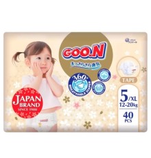 Підгузки GOO.N Premium Soft 12-20 кг Розмір 5 XL На липучках 40 шт (F1010101-150)