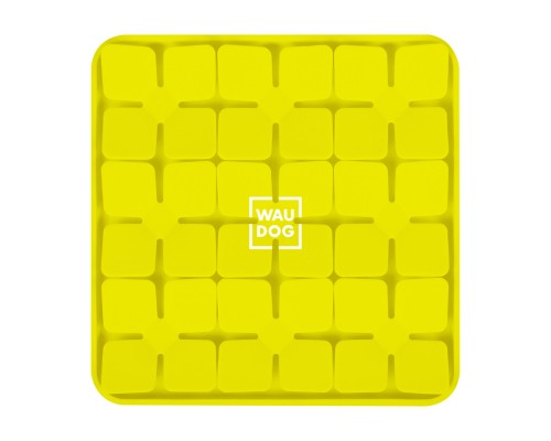 Універсальний посуд для тварин WAUDOG Silicone Килимок для пошуку корму 20х20х1.7 см жовтий (23518)