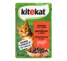 Вологий корм для кішок Kitekat з яловичиною в соусі 85 г (5900951307379)