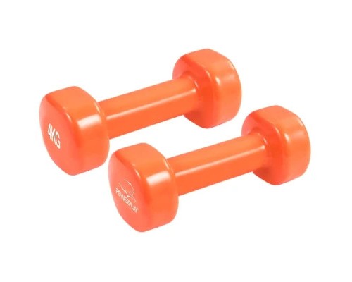 Гантель PowerPlay вінілові 4125 Achilles 2 х 4 кг Помаранчеві (PP_4125_4kg_2in)
