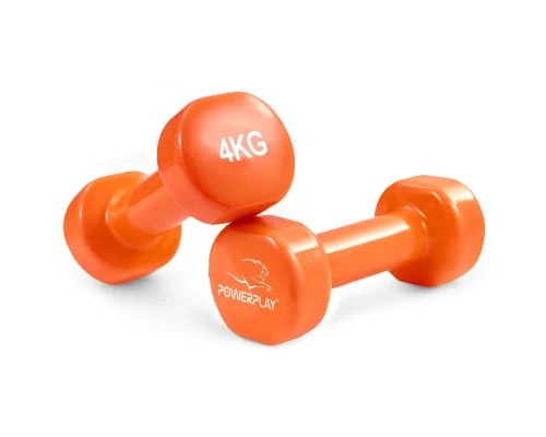 Гантель PowerPlay вінілові 4125 Achilles 2 х 4 кг Помаранчеві (PP_4125_4kg_2in)