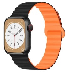 Ремінець до смарт-годинника Drobak Silicone Magnetic Link для Apple Watch All Series 38/40/41mm Black orange (898923)