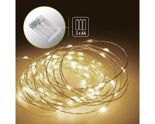 Гірлянда ColorWay Струна LED 100 10 м теплий колір 3 AA Battery (CW-G-100L10NB)