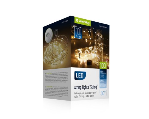 Гірлянда ColorWay Струна LED 100 10 м теплий колір 3 AA Battery (CW-G-100L10NB)