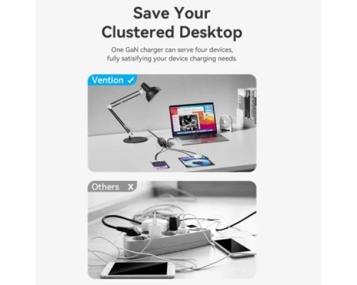Зарядний пристрій Vention 4xUSB 100W (2xUSB-C+2xUSB-A) PD3.0/QC 3.0/GaN Black (FBSBG-EU)