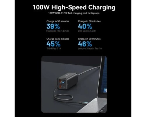 Зарядний пристрій Vention 4xUSB 100W (2xUSB-C+2xUSB-A) PD3.0/QC 3.0/GaN Black (FBSBG-EU)