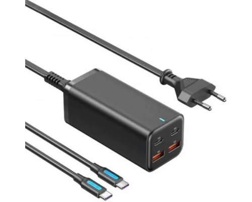 Зарядний пристрій Vention 4xUSB 100W (2xUSB-C+2xUSB-A) PD3.0/QC 3.0/GaN Black (FBSBG-EU)