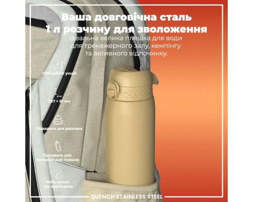 Пляшка для води ION8 OneTouch Stainless Steel 1200 мл Desert (I8SS1000DES)