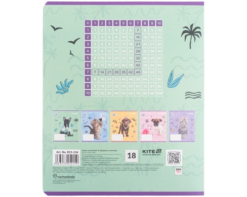 Зошит Kite Rachael Hale, 18 аркушів, клітинка (R25-236)