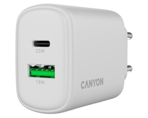 Зарядний пристрій Canyon OnCharge 250 25W 1xPD 1xQC EU White (CNE-CHA250-21)