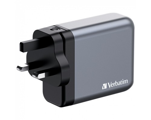 Зарядний пристрій Verbatim GaN 140 W 4 ports (2xUSB-C-140 W,USB-C 20 W /USB-A -3.0) (32203)