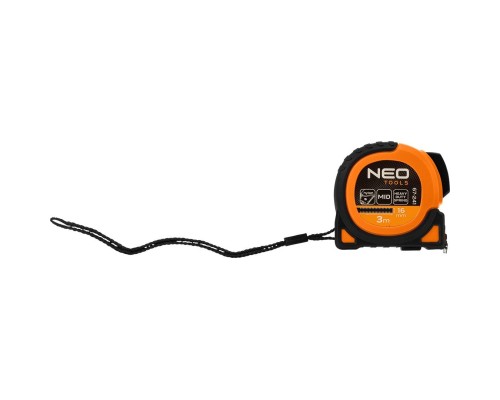 Рулетка Neo Tools Super Black, 3мx16мм, з фіксатором змотування, магніт (67-241)