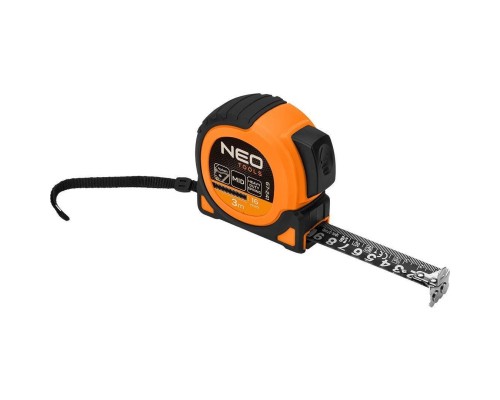 Рулетка Neo Tools Super Black, 3мx16мм, з фіксатором змотування, магніт (67-241)