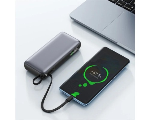 Батарея універсальна Acefast 20000mAh 130W PD, QC/3.0 USB-A+USB-C In/Out,build-in cable M22 Gray (6974316283904)