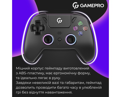 Геймпад GamePro із зарядною станцією 2.4G/BT 5.1/USB (Switch/PS/PC/iOS/Android) RGB Black (GPS20BDOC)