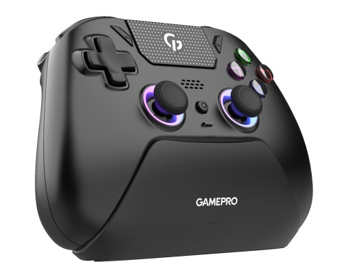 Геймпад GamePro із зарядною станцією 2.4G/BT 5.1/USB (Switch/PS/PC/iOS/Android) RGB Black (GPS20BDOC)