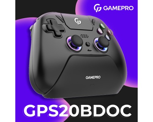 Геймпад GamePro із зарядною станцією 2.4G/BT 5.1/USB (Switch/PS/PC/iOS/Android) RGB Black (GPS20BDOC)
