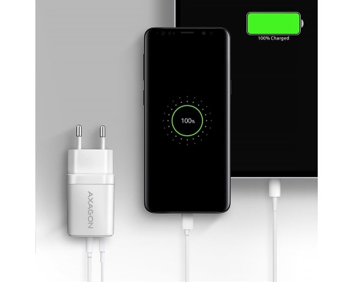 Зарядний пристрій AXAGON 1xUSB QC4.0 + 1xUSB-C PD30W PPS white (ACU-PQ30W)