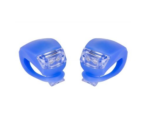 Комплект велофар Velotrade мигалка 2шт BC-RL8001 белый+красный свет LED, синий корпус (L-010)