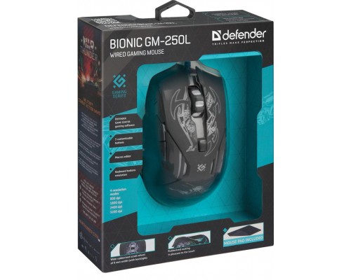 Мишка Defender Bionic GM-250L Black (52250)