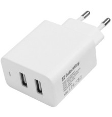 Зарядний пристрій ColorWay 2USB AUTO ID 4.8A (24W) (CW-CHS016-WT)