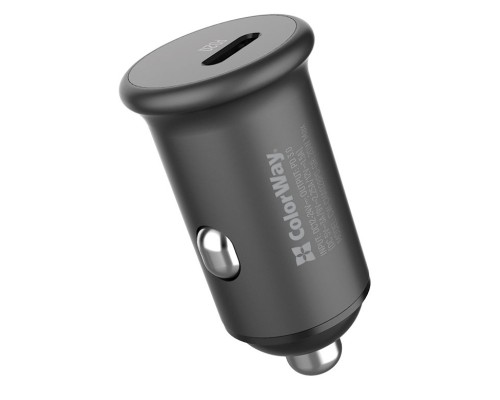 Зарядний пристрій ColorWay 1USB Car ( PD USB Type-C (20W) Gray (CW-CHA028PD-GR)