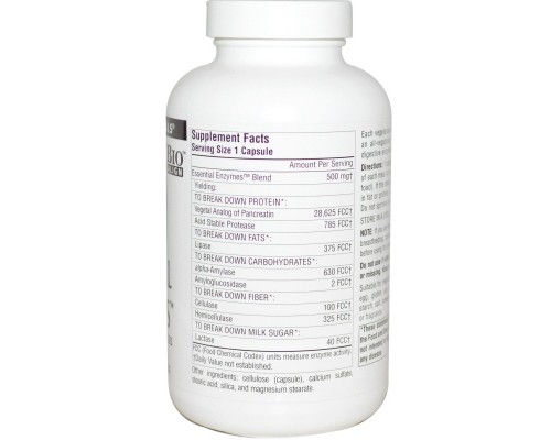 Пробіотики Source Naturals Ефірні Ензими 500мг, 60 гелевих капсул (SN1301)