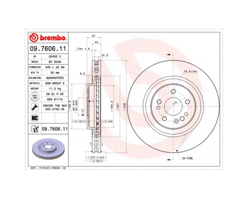 Гальмівний диск Brembo 09.7606.11