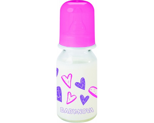 Пляшечка для годування Baby-Nova Декор скляна 125 мл Рожева (3960331)