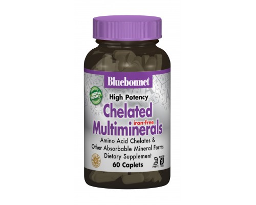 Мінерали Bluebonnet Nutrition Хелатні Мультімінерали без Заліза, Albion, 60 капсул (BLB0206)