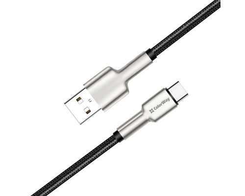 Дата кабель USB 2.0 AM to Type-C 1.0m head metal black ColorWay (CW-CBUC046-BK)