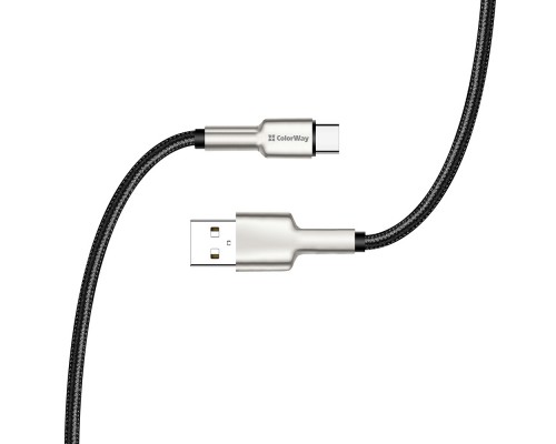 Дата кабель USB 2.0 AM to Type-C 1.0m head metal black ColorWay (CW-CBUC046-BK)