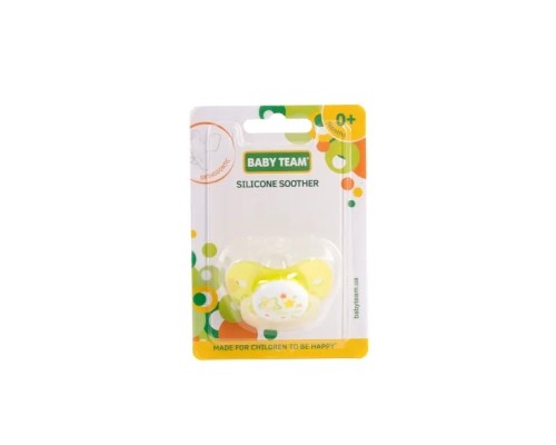 Пустушка Baby Team силіконова ортодонтична, 0-6 міс. (3001_зірочки)