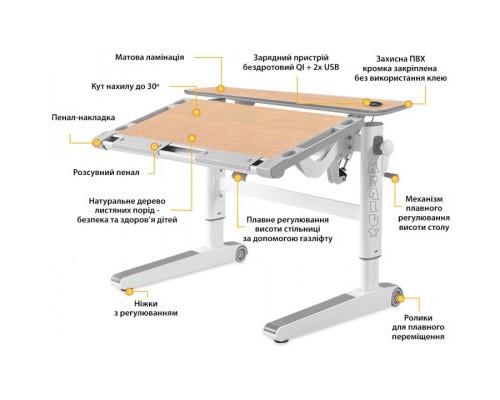 Парта Mealux Ergowood L Multicolor MG Energy (BD-810 MG/MC Energy)