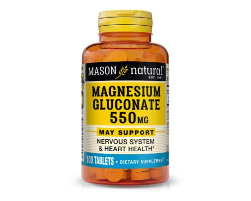 Мінерали Mason Natural Магнію глюконат 550 мг, Magnesium Gluconate, 100 таблеток (MAV06171)