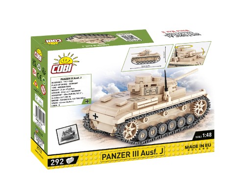 Конструктор Cobi Друга Світова Війна Танк Panzer III, 292 деталей (COBI-2712)