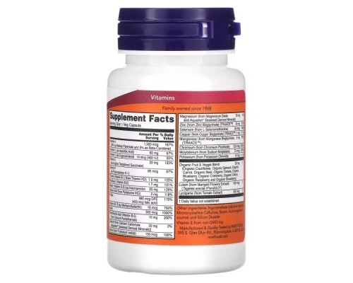 Вітамінно-мінеральний комплекс Now Foods Комплекс Вітамінів та мінералів, Daily Vits, NOW Foods, 30 вегетар (NOW-03775)
