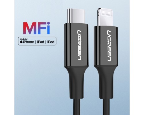 Дата кабель USB-C to Lightning 1.0m US1713A Nickel Plating ABS Shell Black Ugreen (60751)
